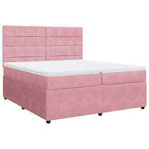 Box spring postel s matrací růžová 200x200 cm samet - obrázek 3