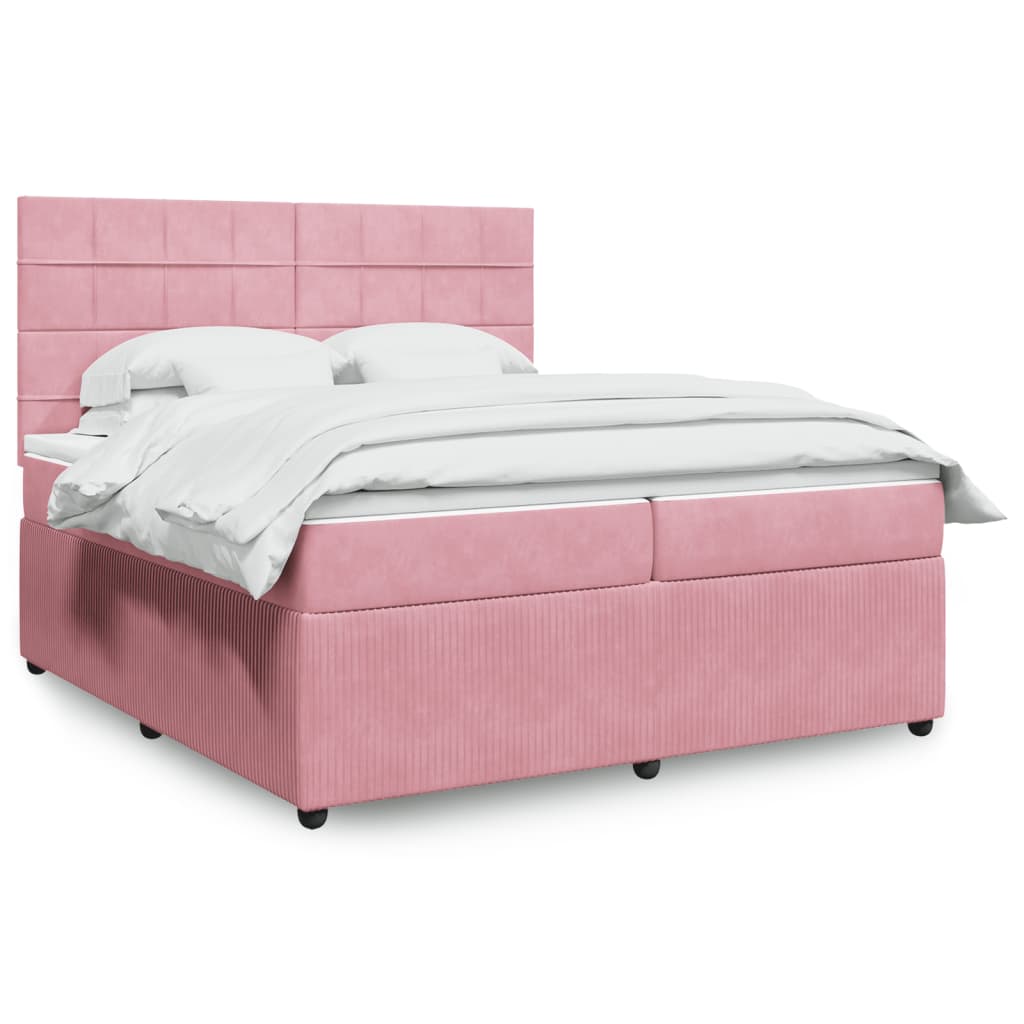 vidaXL Boxspringbett mit Matratze Rosa 200x200 cm Samt