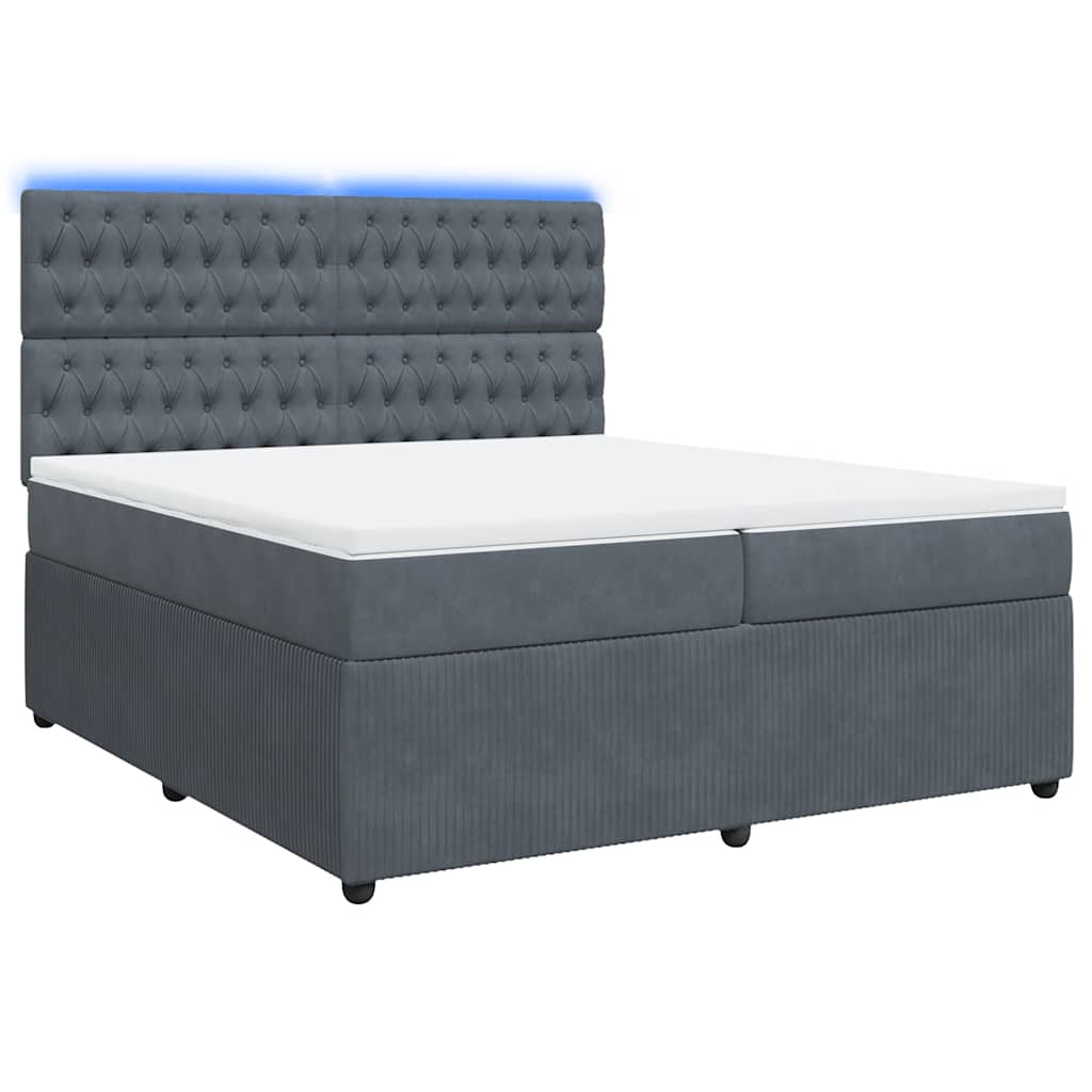 vidaXL Boxspring met matras fluweel donkergrijs 200x200 cm afbeelding
