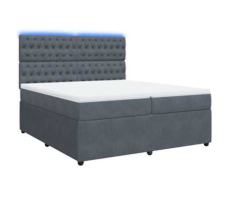 vidaXL Κρεβάτι Boxspring με Στρώμα Σκούρο Γκρι 200x200 εκ. Βελούδινο