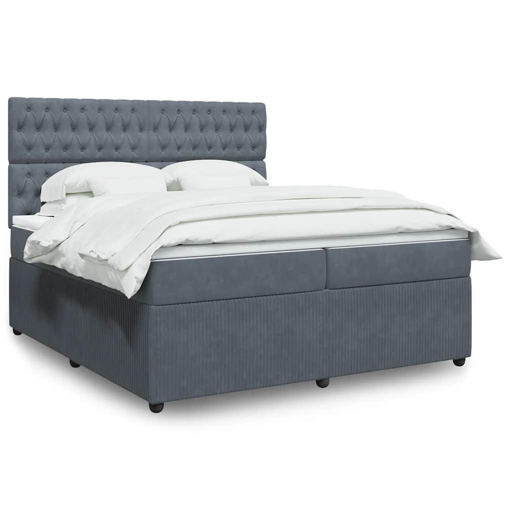 vidaXL Giroletto a Molle con Materasso Grigio Scuro 200x200 cm Velluto