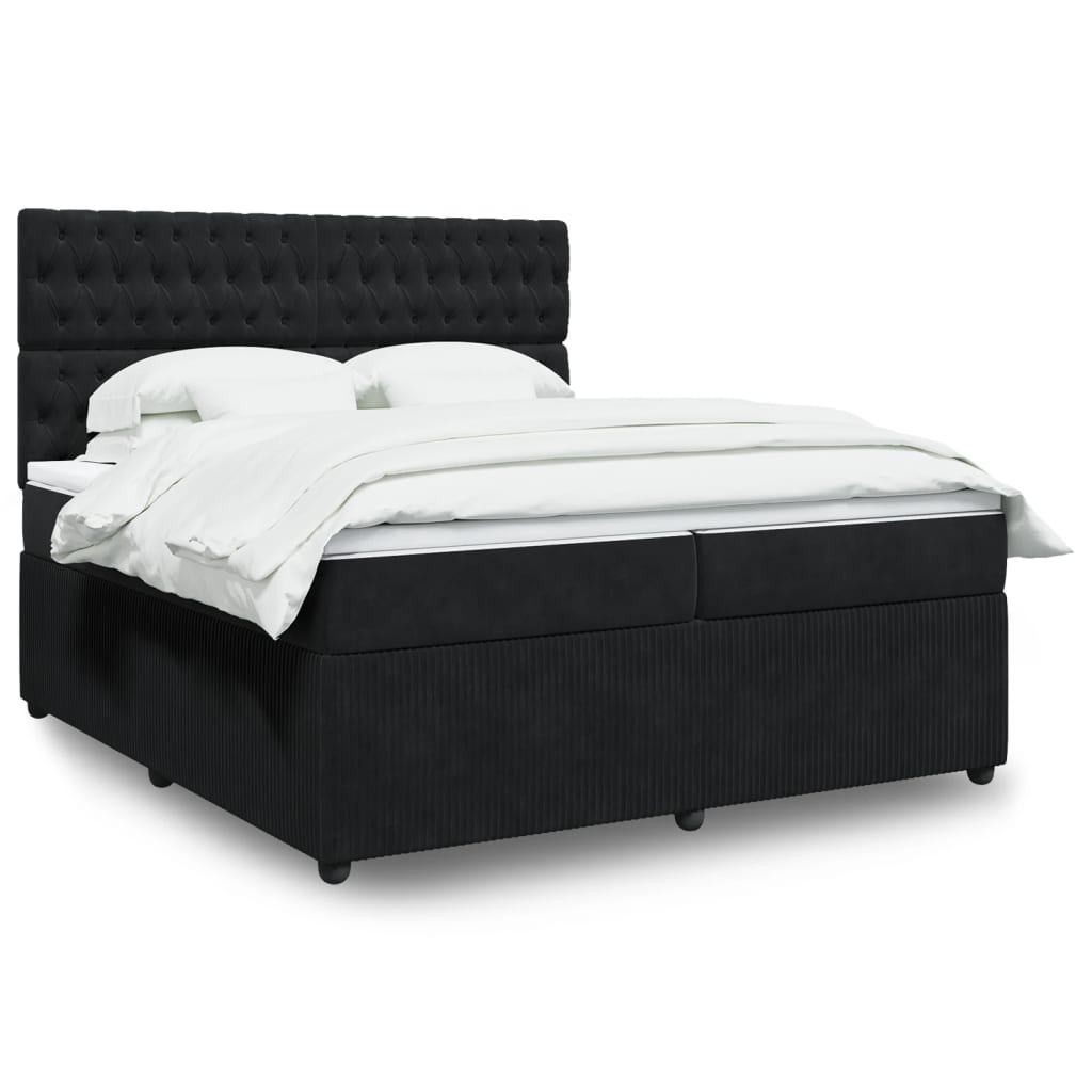 Boxspringbett mit Matratze Schwarz 200×200 cm Samt