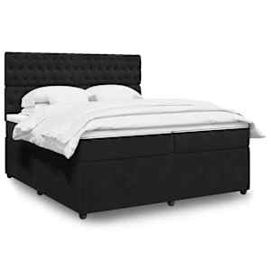 Box spring postel s matrací černá 200x200 cm samet - obrázek 1