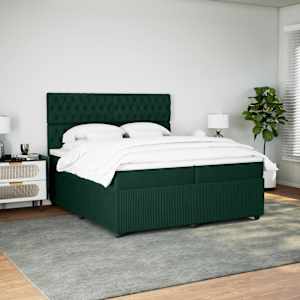Box spring postel s matrací tmavě zelená 200x200 cm samet - obrázek 5