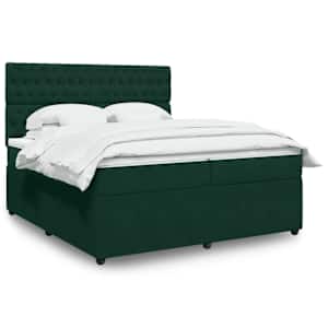 Box spring postel s matrací tmavě zelená 200x200 cm samet - obrázek 1