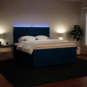 Box spring postel s matrací modrá 200 x 200 cm samet - obrázek 4