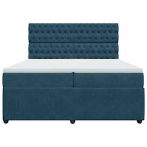 Box spring postel s matrací modrá 200 x 200 cm samet - obrázek 6