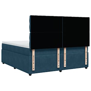 Box spring postel s matrací modrá 200 x 200 cm samet - obrázek 8