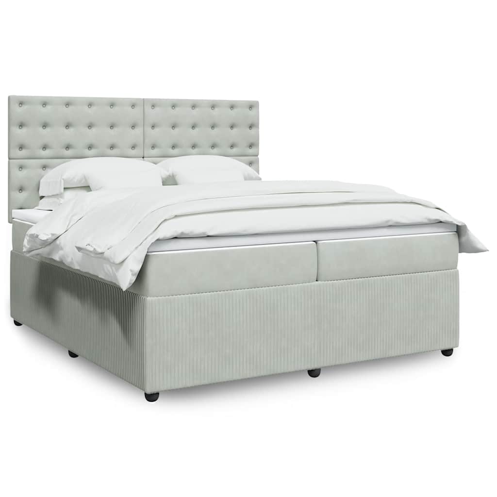 vidaXL Giroletto a Molle con Materasso Grigio Chiaro 200x200cm Velluto