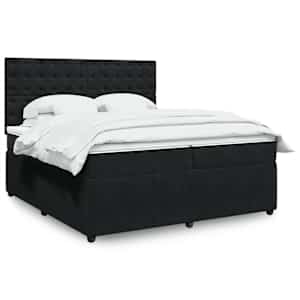 Box spring postel s matrací černá 200x200 cm samet - obrázek 1