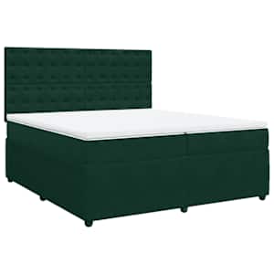 Box spring postel s matrací tmavě zelená 200x200 cm samet - obrázek 3