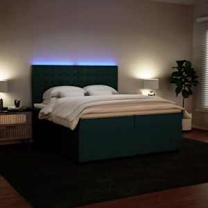 Box spring postel s matrací tmavě zelená 200x200 cm samet - obrázek 4