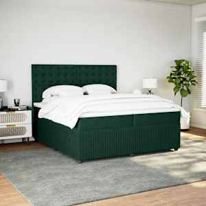 Box spring postel s matrací tmavě zelená 200x200 cm samet - obrázek 5