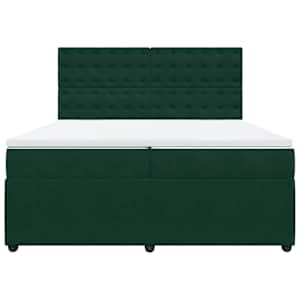 Box spring postel s matrací tmavě zelená 200x200 cm samet - obrázek 6