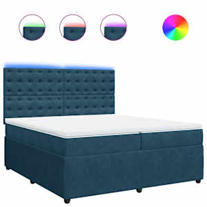Box spring postel s matrací modrá 200 x 200 cm samet - obrázek 2