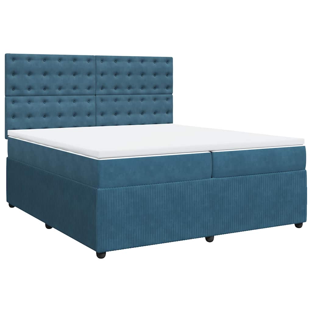 Thumbnail - vidaXL Boxspringbett mit Matratze Blau 200x200 cm Samt