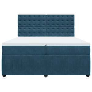Box spring postel s matrací modrá 200 x 200 cm samet - obrázek 6