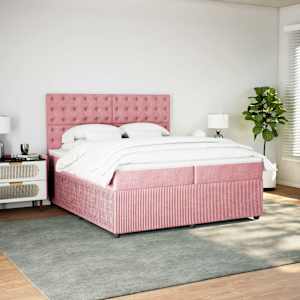 Box spring postel s matrací růžová 200x200 cm samet - obrázek 5