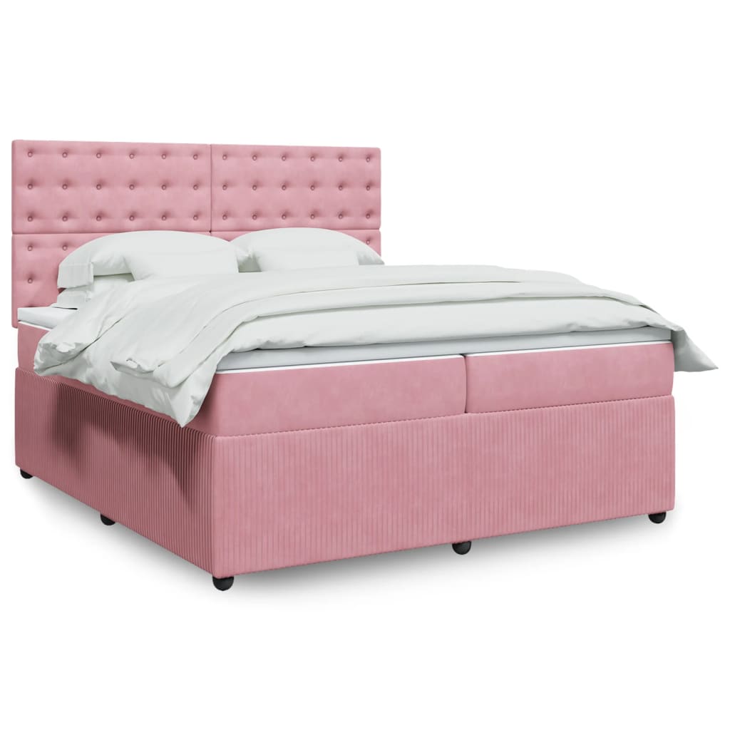 Boxspringbett mit Matratze Rosa 200×200 cm Samt