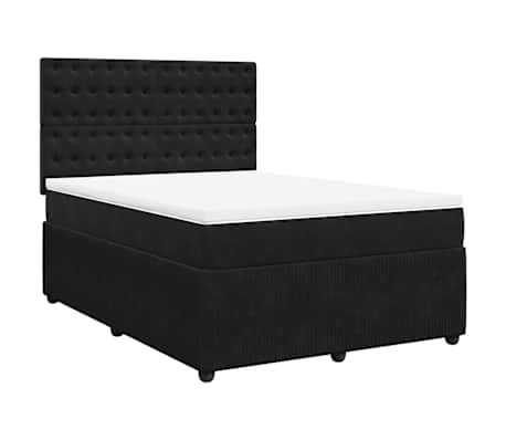 vidaXL Box Spring Bed with Mattress Black Double Velvet