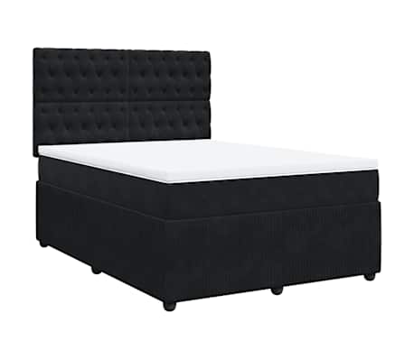 vidaXL Box Spring Bed with Mattress Black Queen Velvet
