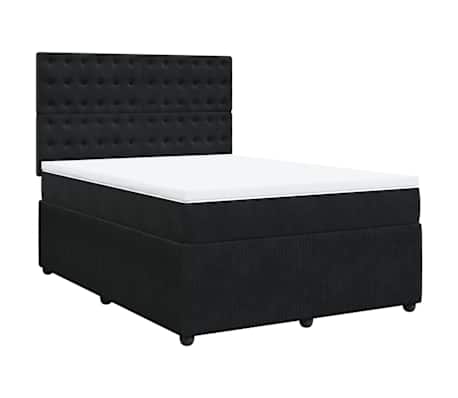 vidaXL Box Spring Bed with Mattress Black Queen Velvet