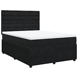 vidaXL Box Spring Bed with Mattress Black Queen Velvet