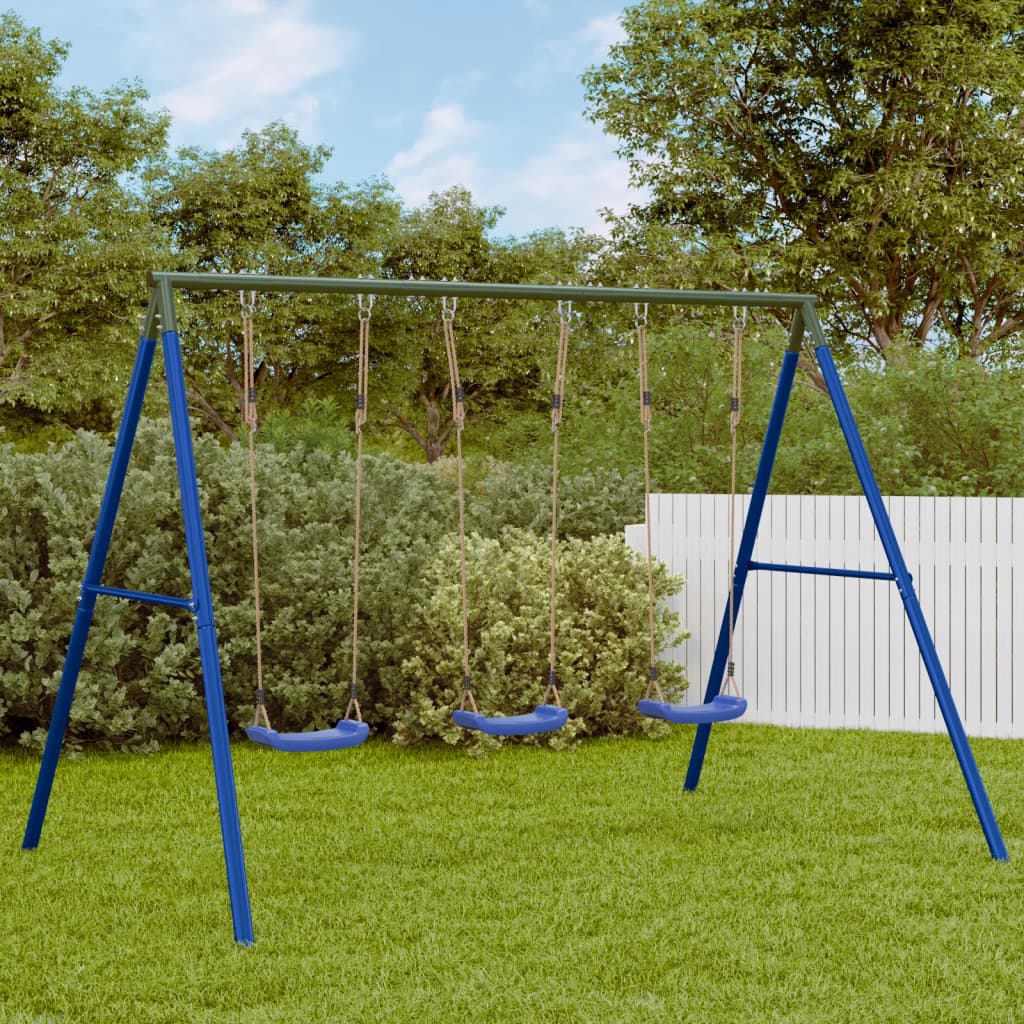 vidaXL Schaukelgestell mit 6 Haken Blau Stahl