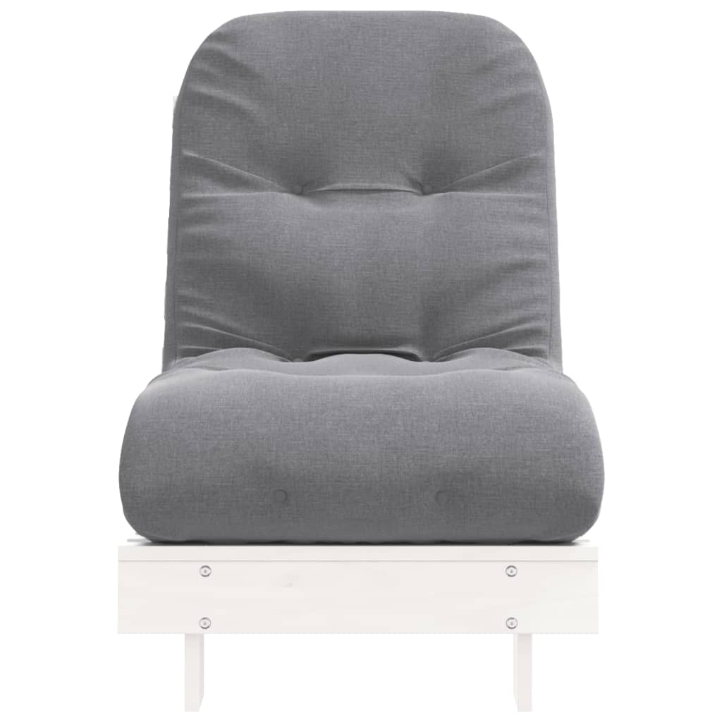 Fehér tömör fenyőfa futon kanapéágy matraccal 60 x 206 x 11 cm 