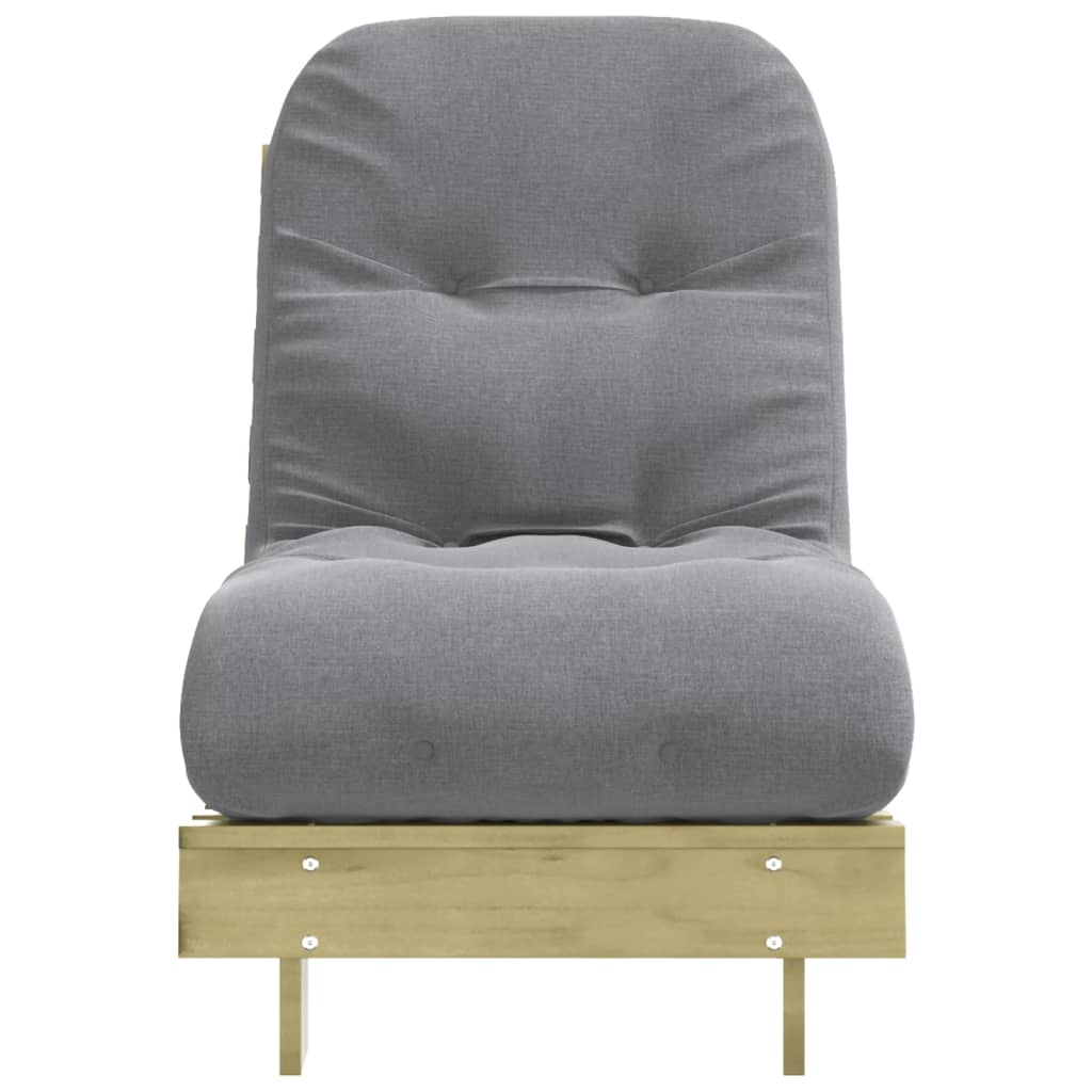 Tömör impregnált fenyőfa futon kanapéágy matraccal 60x206x11 cm 