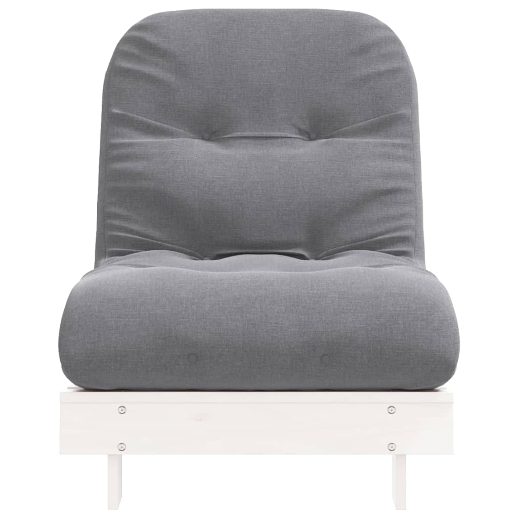 Fehér tömör fenyőfa futon kanapéágy matraccal 70 x 206 x 11 cm 