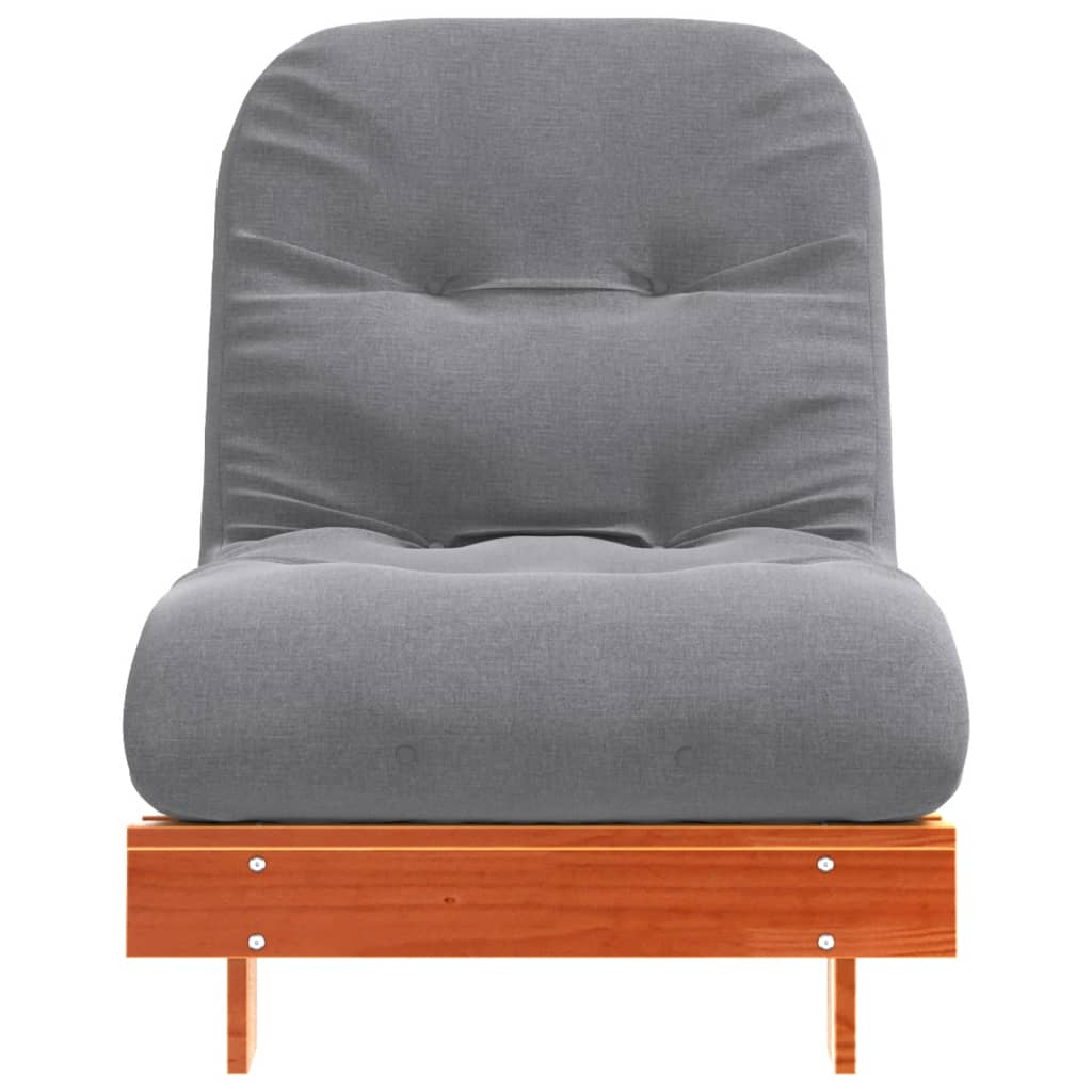 Viaszbarna tömör fenyőfa futon kanapéágy matraccal 70x206x11 cm 