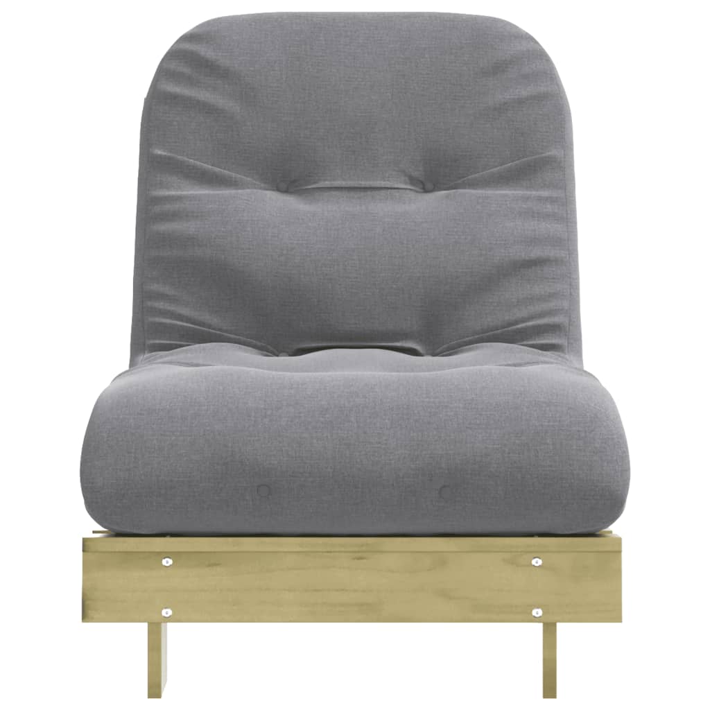 Tömör impregnált fenyőfa futon kanapéágy matraccal 70x206x11 cm 