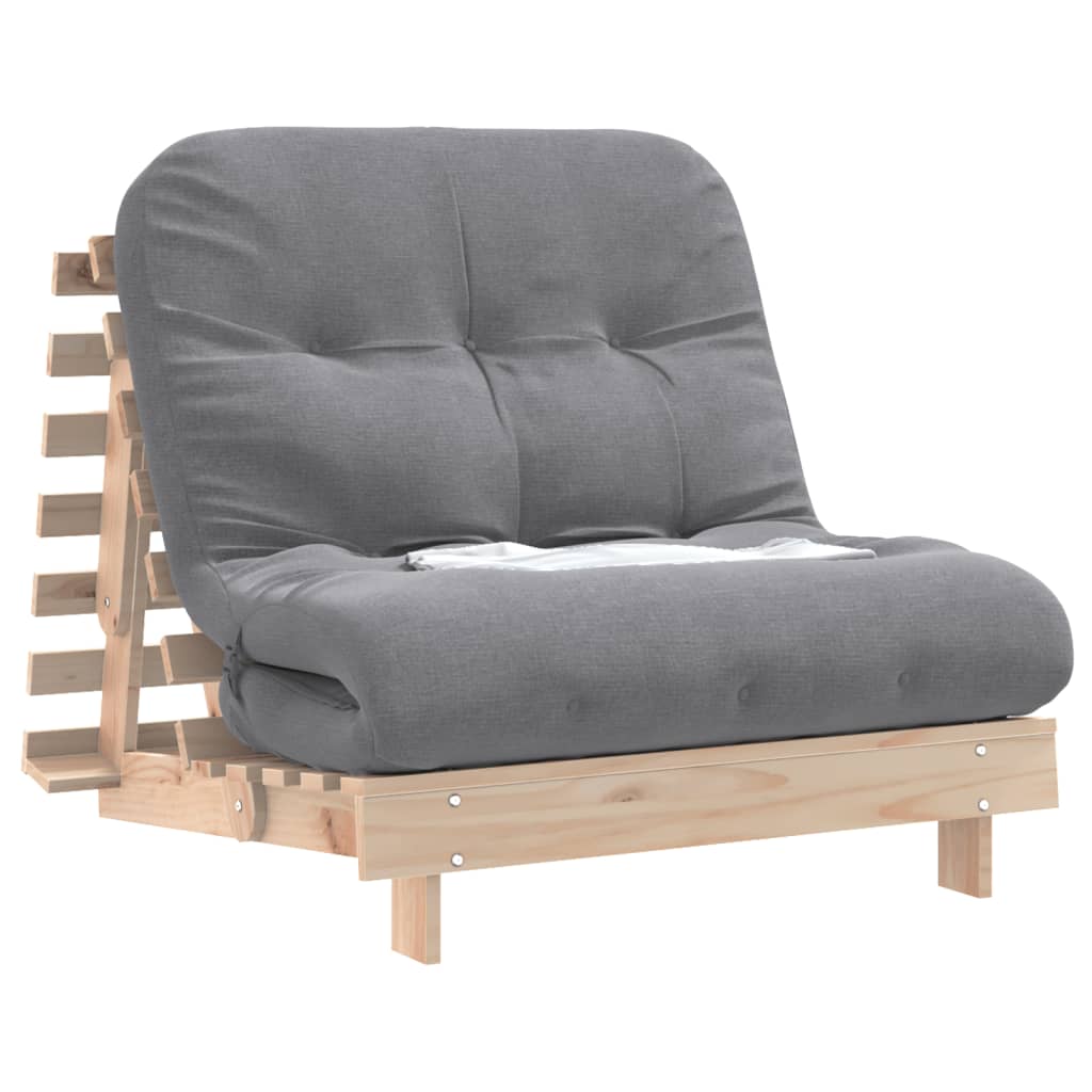 Tömör fenyőfa futon kanapéágy matraccal 80 x 206 x 11 cm 