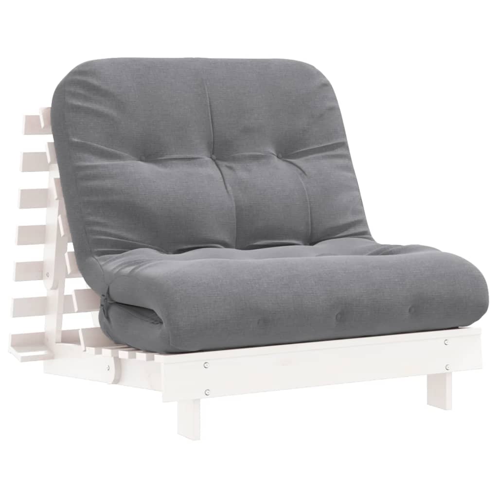 vidaXL Futon z ležiščem bela 80x206x11 cm trdna borovina