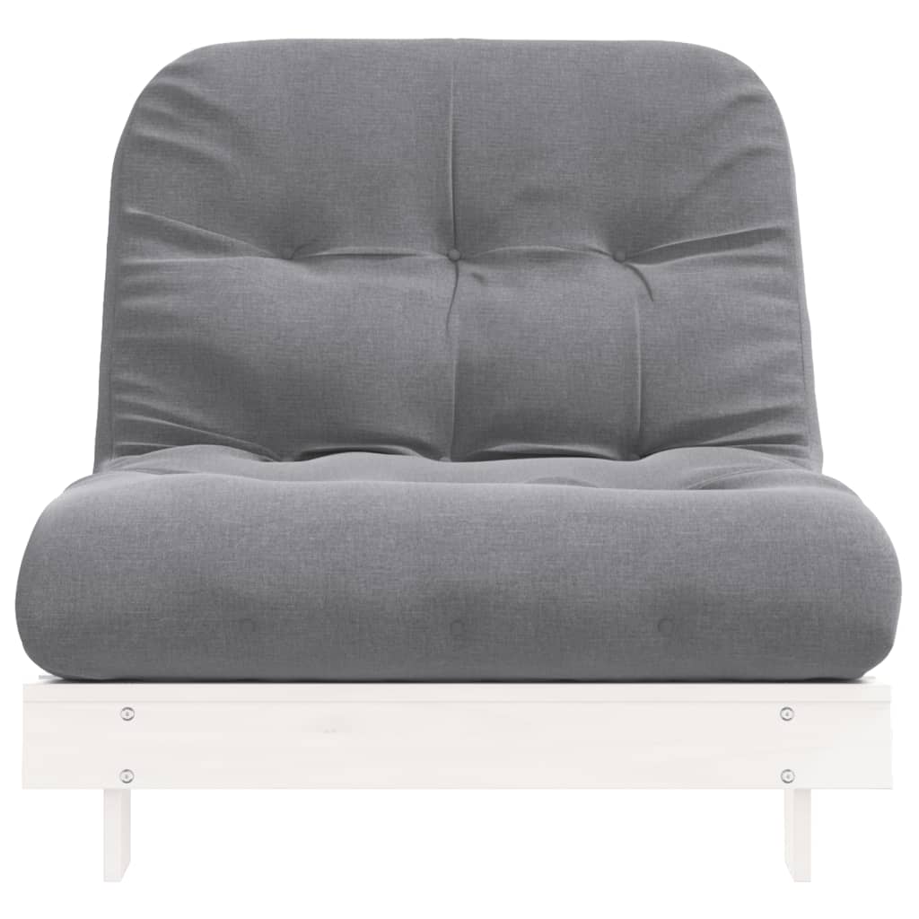 Fehér tömör fenyőfa futon kanapéágy matraccal 80 x 206 x 11 cm 