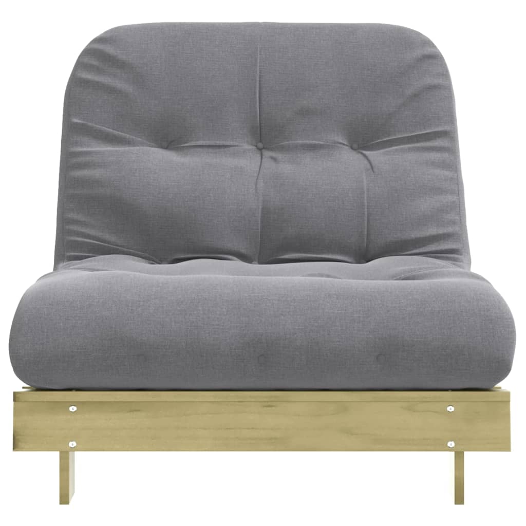 Tömör impregnált fenyőfa futon kanapéágy matraccal 80x206x11 cm 