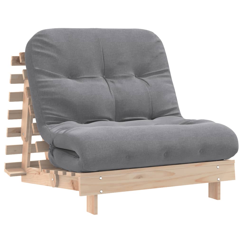 Tömör fenyőfa futon kanapéágy matraccal 90 x 206 x 11 cm 