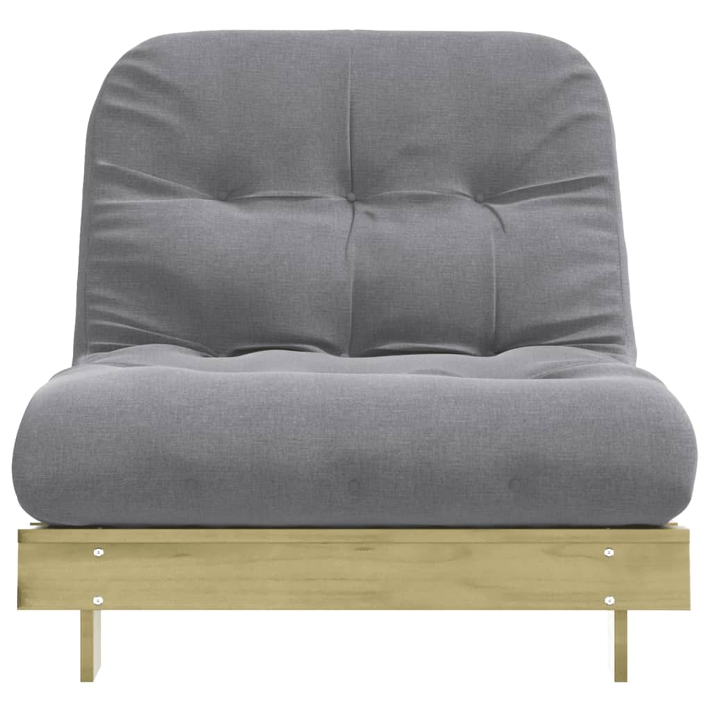 Tömör impregnált fenyőfa futon kanapéágy matraccal 90x206x11 cm 