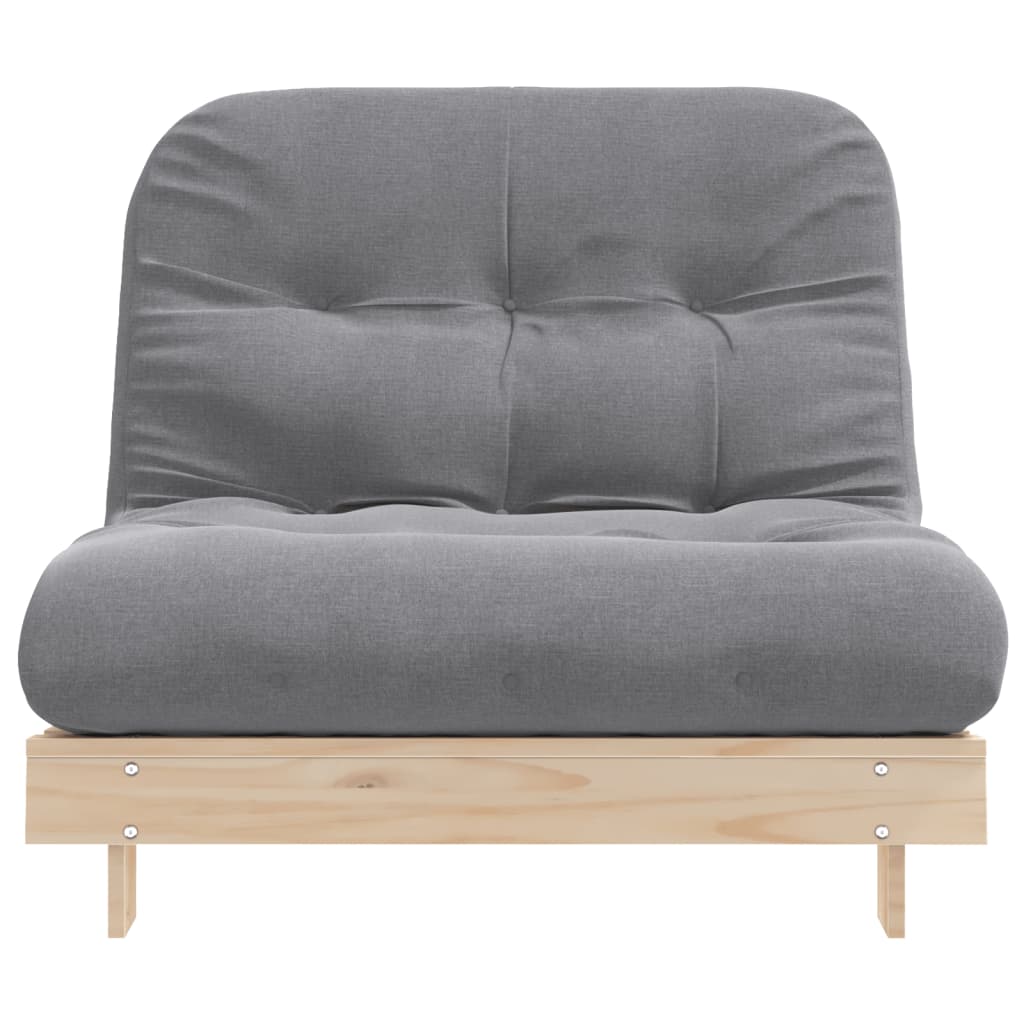 Tömör fenyőfa futon kanapéágy matraccal 100 x 206 x 11 cm 