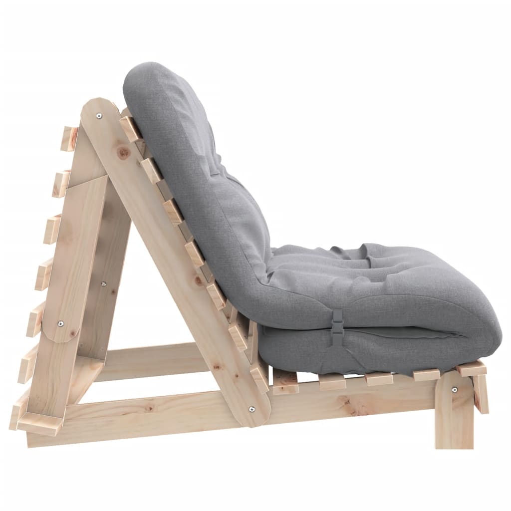 Tömör fenyőfa futon kanapéágy matraccal 100 x 206 x 11 cm 