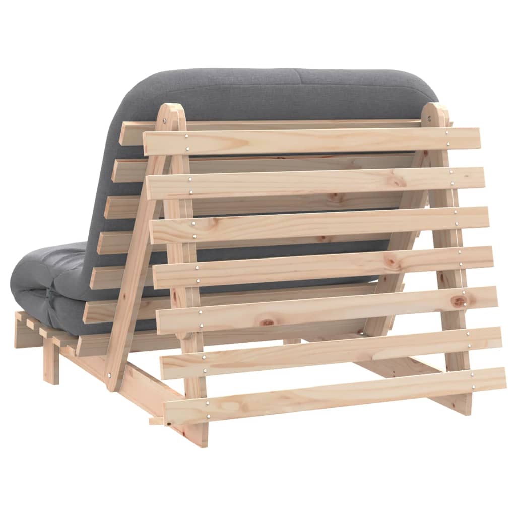 Tömör fenyőfa futon kanapéágy matraccal 100 x 206 x 11 cm 