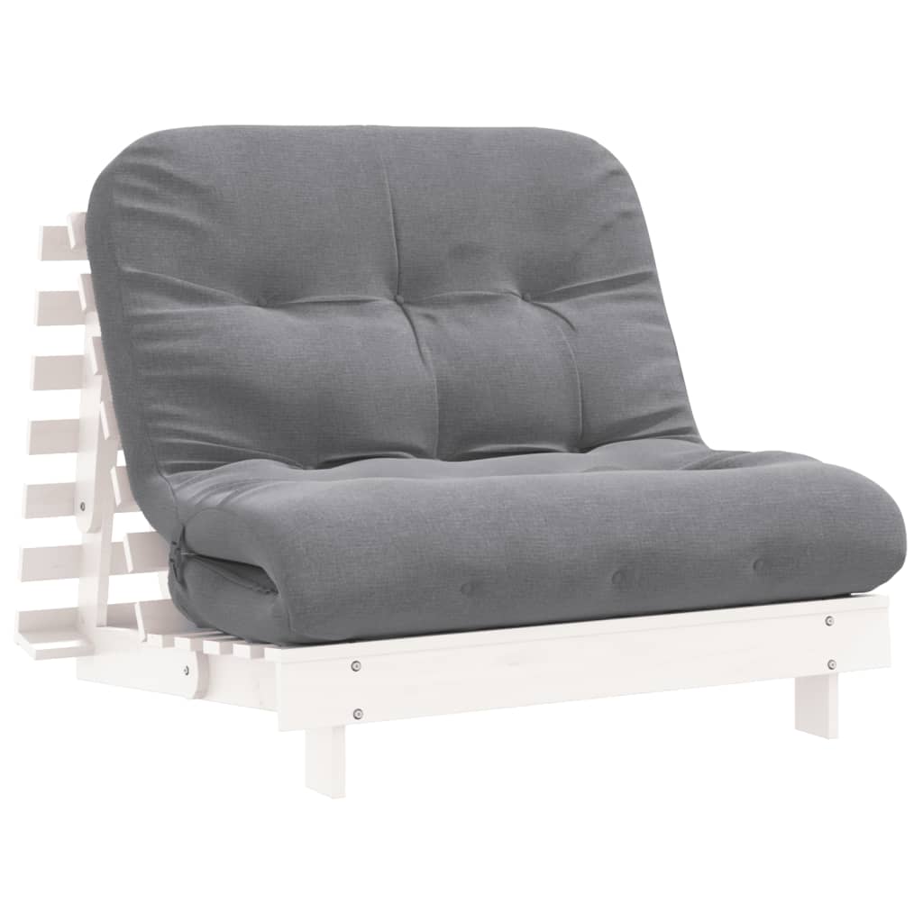 vidaXL Futon z ležiščem bela 100x206x11 cm trdna borovina