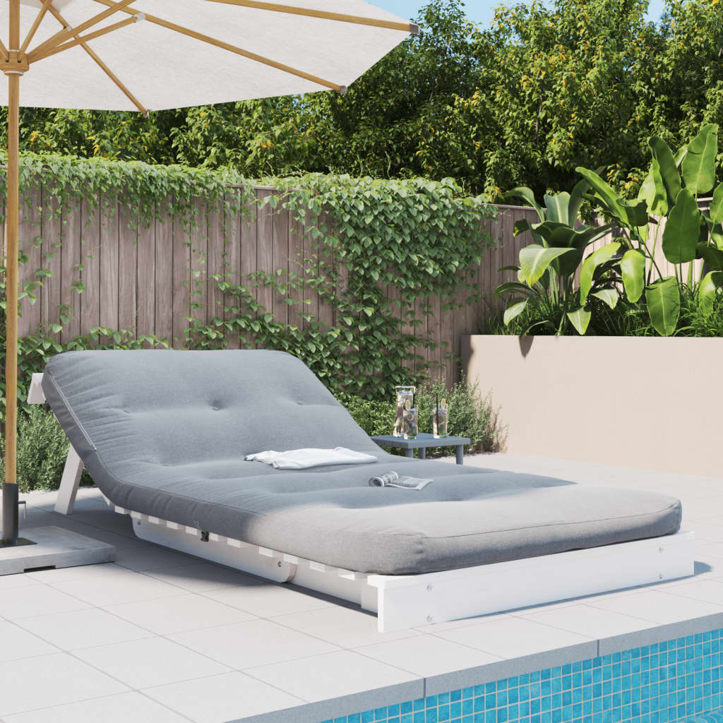vidaXL Futon slaapbank met matras 100x206x11 cm massief grenenhout wit afbeelding