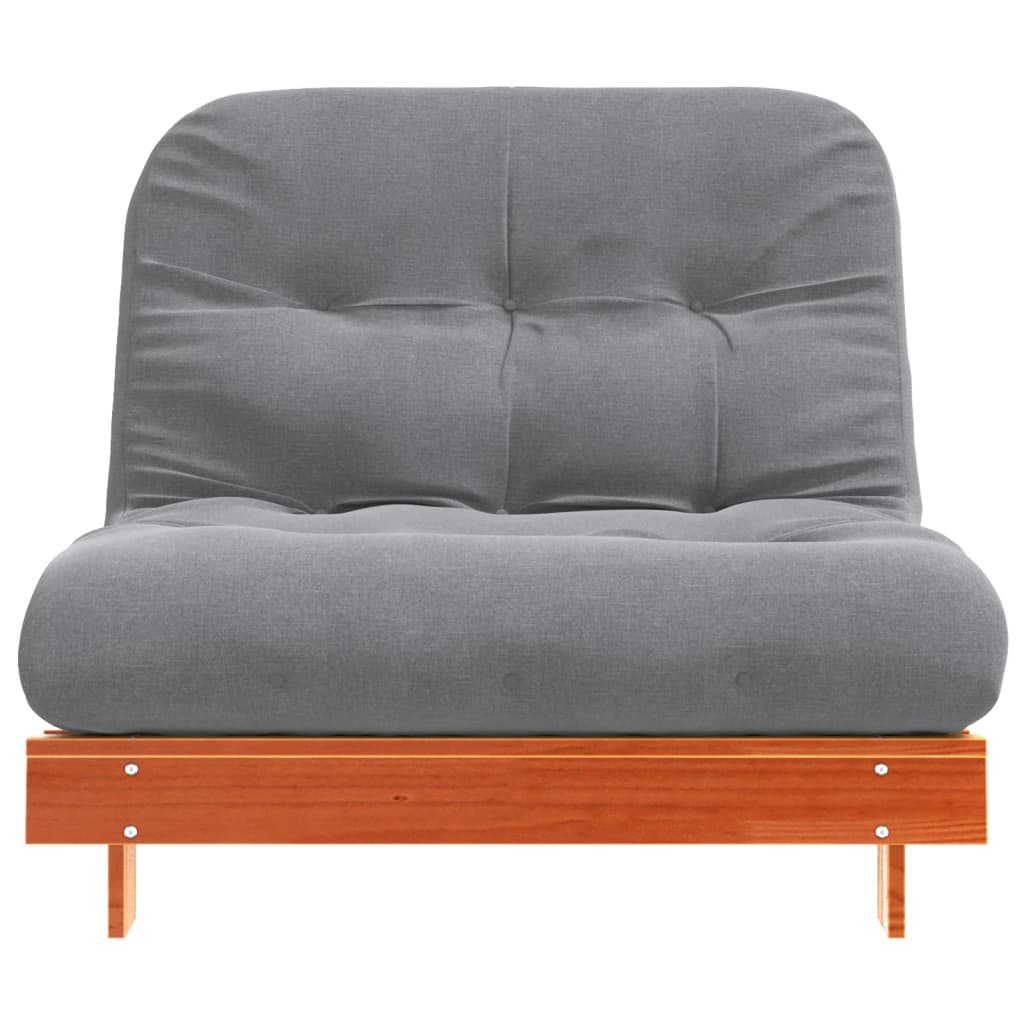 Viaszbarna tömör fenyőfa futon kanapéágy matraccal 100x206x11cm 