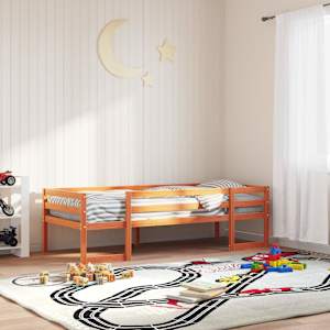 Otroški posteljni okvir voščeno rjav 80x200 cm trdna borovina