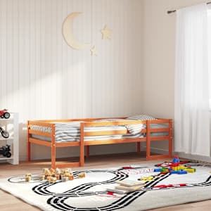 Otroški posteljni okvir voščeno rjav 90x190 cm trdna borovina