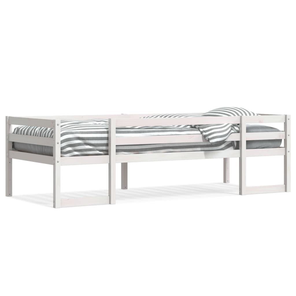 vidaXL Cadru de pat pentru copii, alb, 75x190 cm, lemn masiv de pin