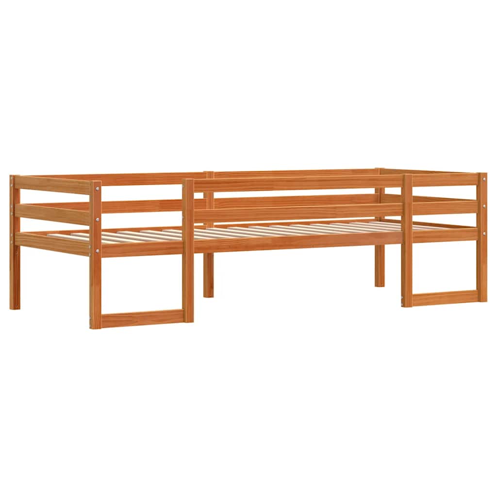vidaXL Cadru de pat pentru copii maro ceruit 75x190 cm lemn masiv pin