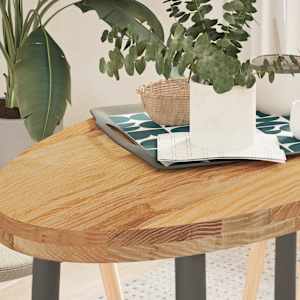 Mizna plošča svetlo rjava 100x50x4 cm trdna hrastovina ovalna